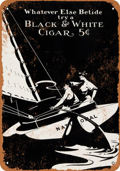 1916 Black & White Cigars and Sailing - Metal Sign