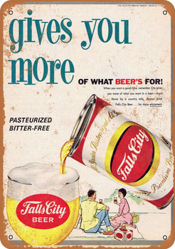 Falls City Beer Gives You More - Metal Sign