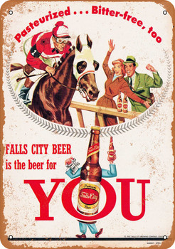 Falls City Beer and Horse Racing - Metal Sign 2
