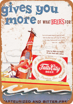 Falls City Beer and Boating - Metal Sign