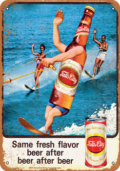 Falls City Beer and Waterskiing - Metal Sign 3