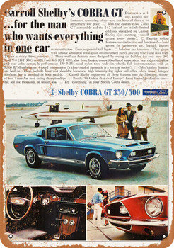 1968 Ford Mustang Shelby Cobra GT 350/500 - Metal Sign
