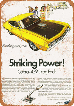 1970 Ford Torino GT Cobra 429 Drag Pack - Metal Sign