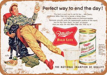 1955 Miller High Life and Hunting - Metal Sign