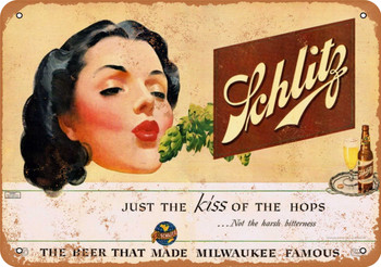 Schlitz Beer Kiss of the Hops - Metal Sign