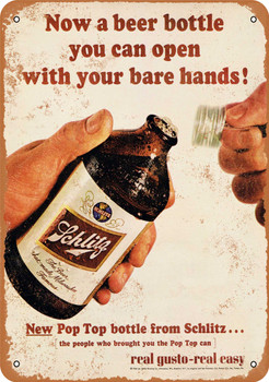 Schlitz Beer New Pop Top Bottles - Metal Sign
