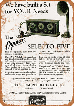 1925 Dymac Selecto Five Radios - Metal Sign