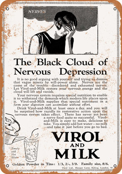 1927 Virol and Milk for Nervous Depression - Metal Sign