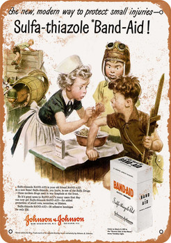 1943 Sulfa-Thiozole Band-Aids - Metal Sign