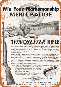 1953 Boy Scout Marksmanship Merit Badge - Metal Sign
