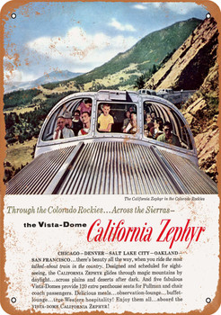 1960 California Zephyr Through the Rockies - Metal Sign