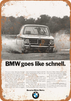 1970 BMW Goes Like Schnell - Metal Sign