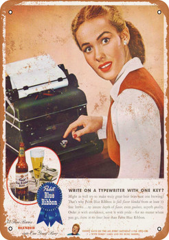 1945 PBR Typewriter - Metal Sign