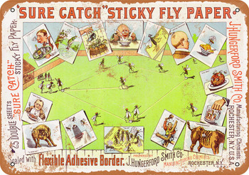 1863 Sure Catch Sticky Fly Paper - Metal Sign