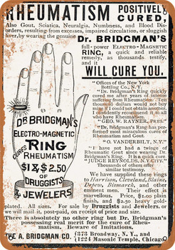 1887 Electro-Magnetic Ring for Rheumatism - Metal Sign
