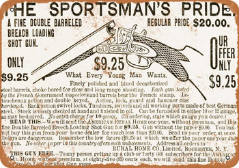 1888 The Sportsman's Pride Shotgun - Metal Sign