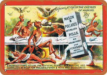 1890 Anti-Malaria Pills - Metal Sign