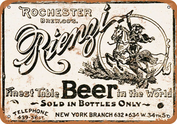 1895 Rienzi Beer - Metal Sign