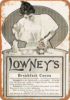 1905 Lowney's Breakfast Cocoa - Metal Sign