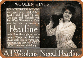 1906 Pearline Woolens Soap - Metal Sign
