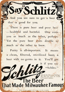 1907 Schlitz Beer - Metal Sign