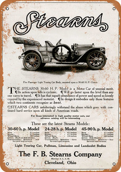 1908 Stearns Motor Cars - Metal Sign