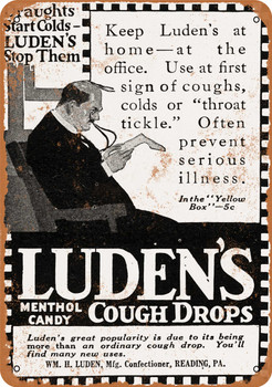 1916 Luden's Cough Drops - Metal Sign