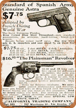 1925 Astra Pistols - Metal Sign