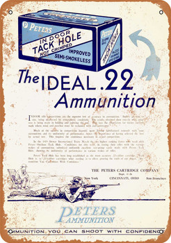 1930 Peters .22 Ammunition - Metal Sign
