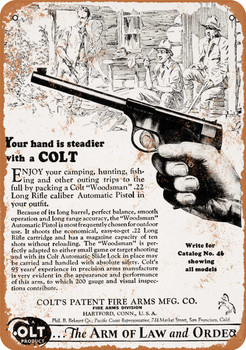 1931 Colt Woodsman .22 Pistol - Metal Sign
