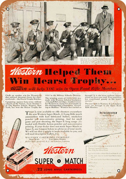 1934 Western .22 Super Match Cartridges - Metal Sign