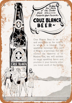 1941 Cruz Blanca Mexican Beer - Metal Sign