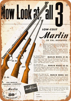 1950 Marlin .22 Rifles - Metal Sign