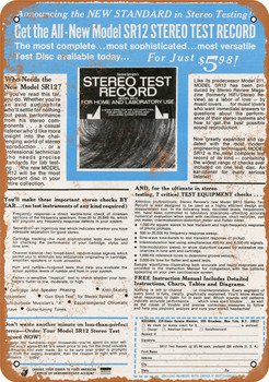 1975 Stereo Test Record - Metal Sign