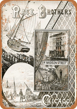1883 Race Brothers Oyster House Chicago - Metal Sign