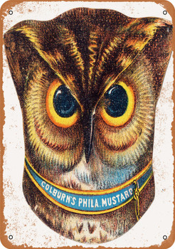 1885 Colburn's Mustard Owl Face - Metal Sign