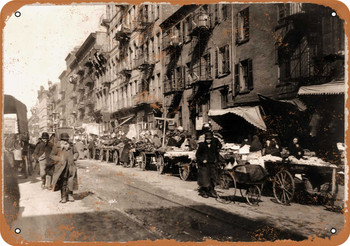 1900 Peddlers in Little Jerusalem NYC - Metal Sign