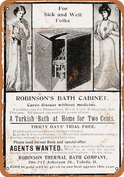 1901 Robinson's Turkish Bath Cabinet - Metal Sign