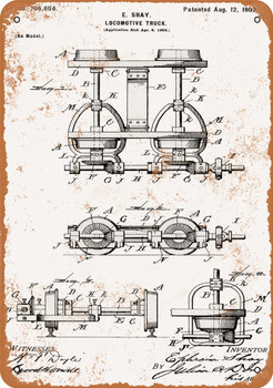 1902 Shay Locomotive Truck Patent - Metal Sign