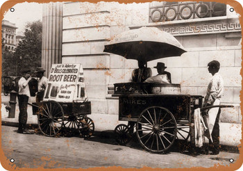 1907 Iced Drinks Seller New York City - Metal Sign
