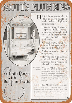 1911 Mott's Plumbing Fixtures - Metal Sign