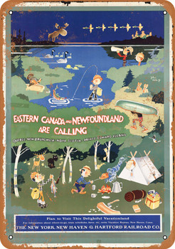 1926 New Haven Railroad Eastern Canada - Metal Sign