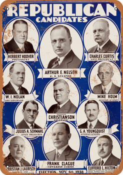 1928 Minnesota Republican Candidates - Metal Sign