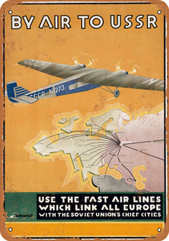 1934 By Air to the USSR - Metal Sign