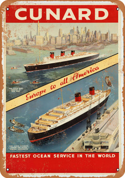 1939 Cunard Queen Mary and Elizabeth - Metal Sign