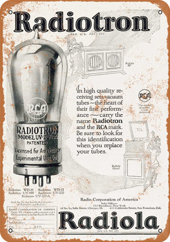 1942 RCA Radiotron Vacuum Tubes - Metal Sign