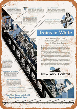 1944 New York Central Hospital Trains - Metal Sign