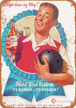 1947 Pabst Beer and Bowling - Metal Sign