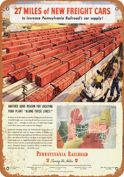 1950 Pennsylvania Railroad Freight Cars - Metal Sign