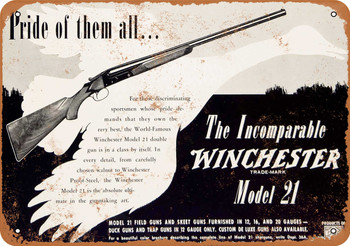 1952 Winchester Model 21 Shotguns - Metal Sign